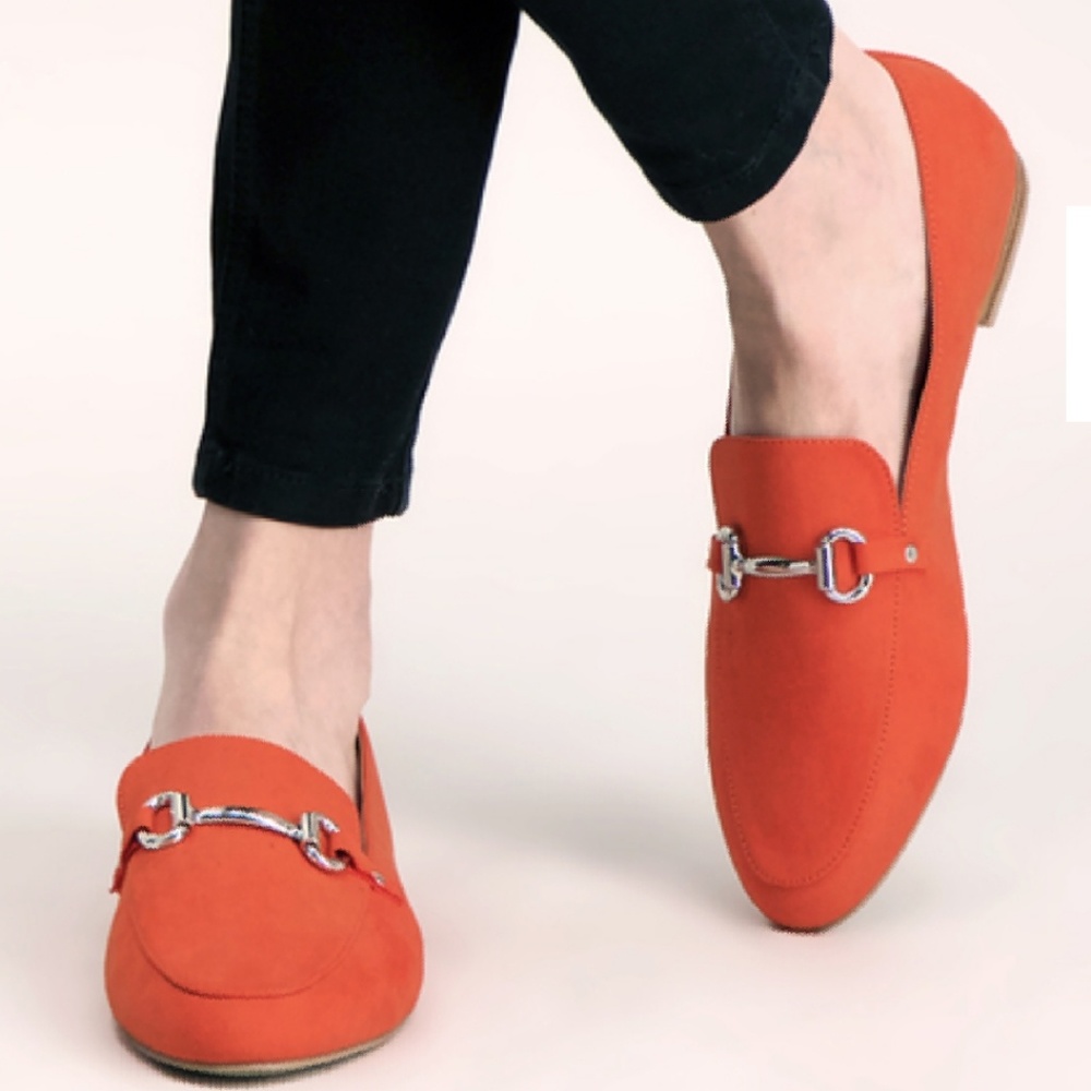 NEW Sassy Orange Buckle Loafers